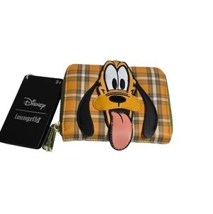 Loungefly Disney Pluto Plaid Zip Wallet NWT Dog Character